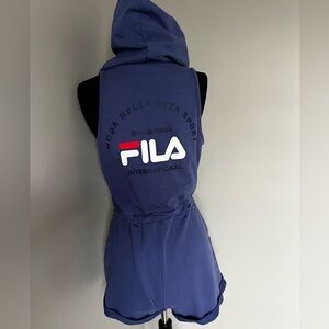 FILA Sleeveless Hooded Blue Cotton Romper Sz 40/42